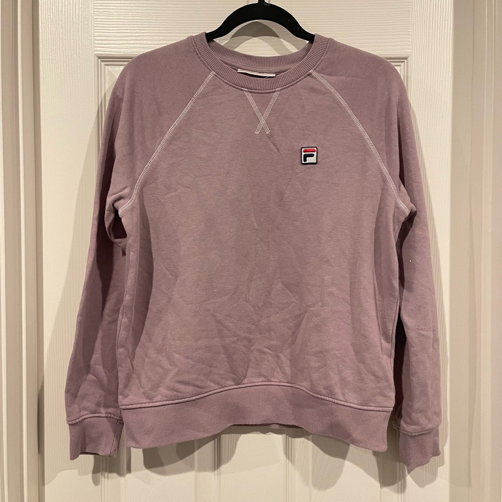 FILA Patch Crew Neck Pullover Sweatshirt Dusty Pink